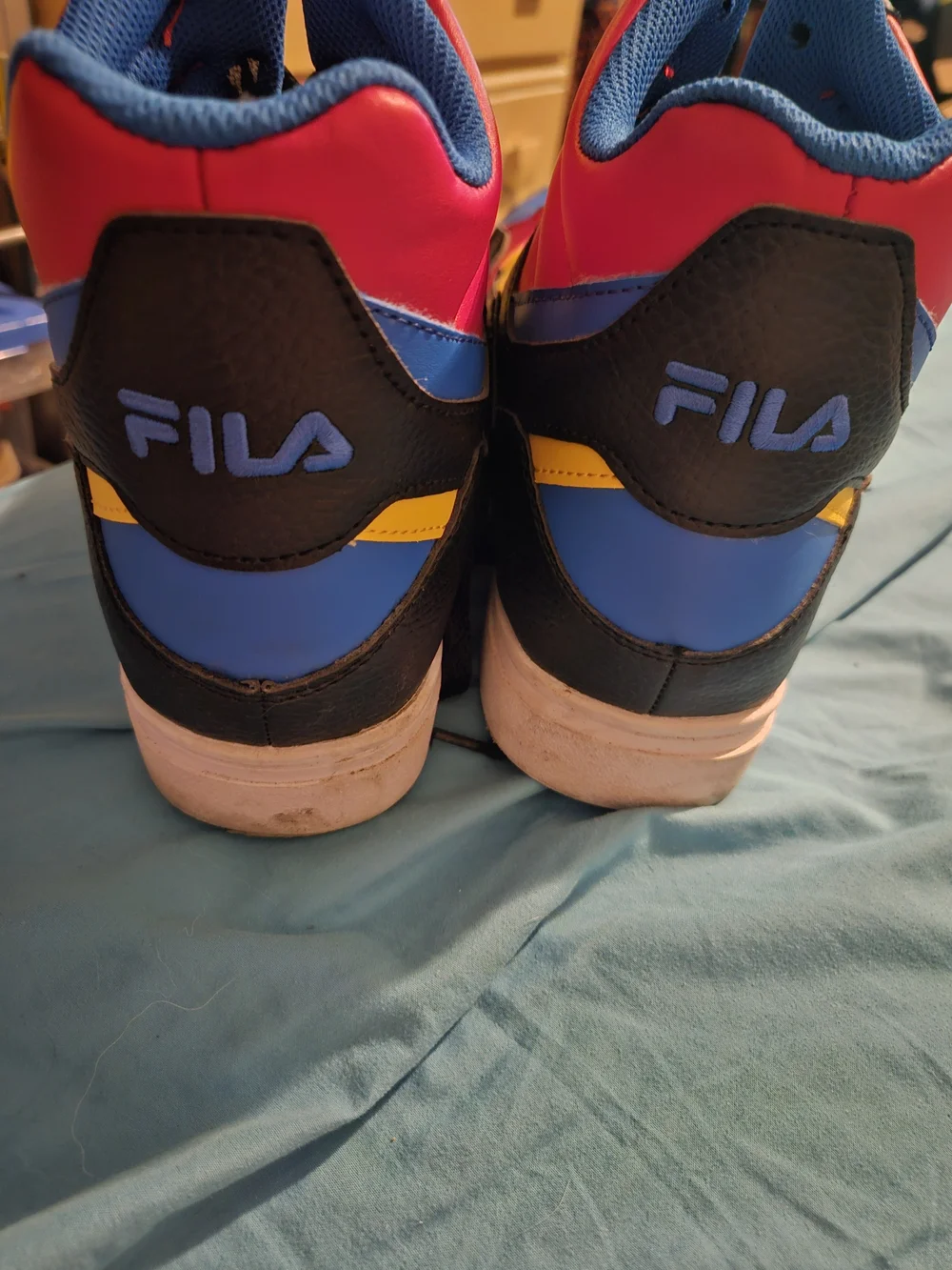 Fila Mens High-Top Sneakers in Blue, Yellow & Red